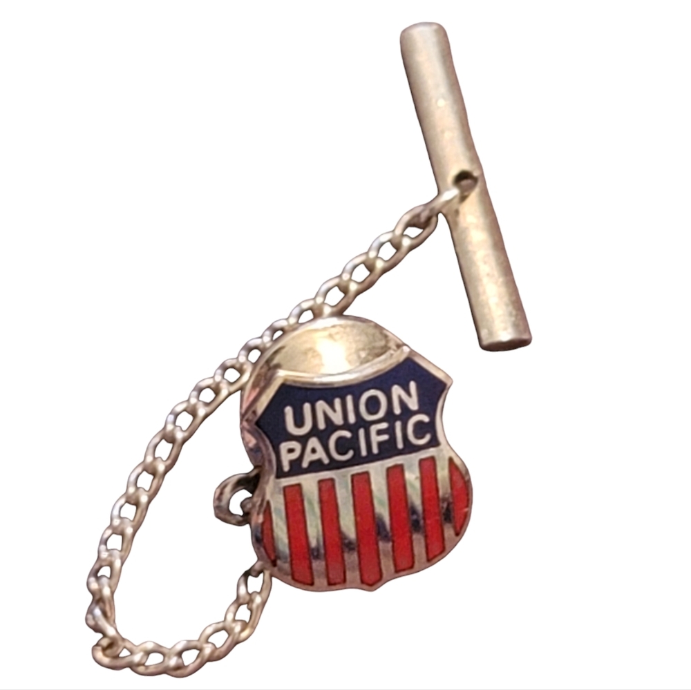 Union Pacific Railroad Tie Clasp Vintage Pin Trains US Railways Made By Barlow